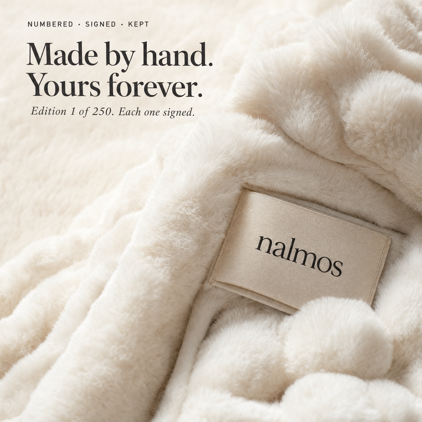 Made by hand. Yours forever. — NALMOS label macro
